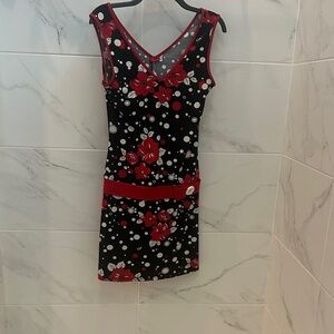Ruby Rox Black and Red Floral Mini Dress